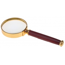 Золотая лупа с коричневой ручкой